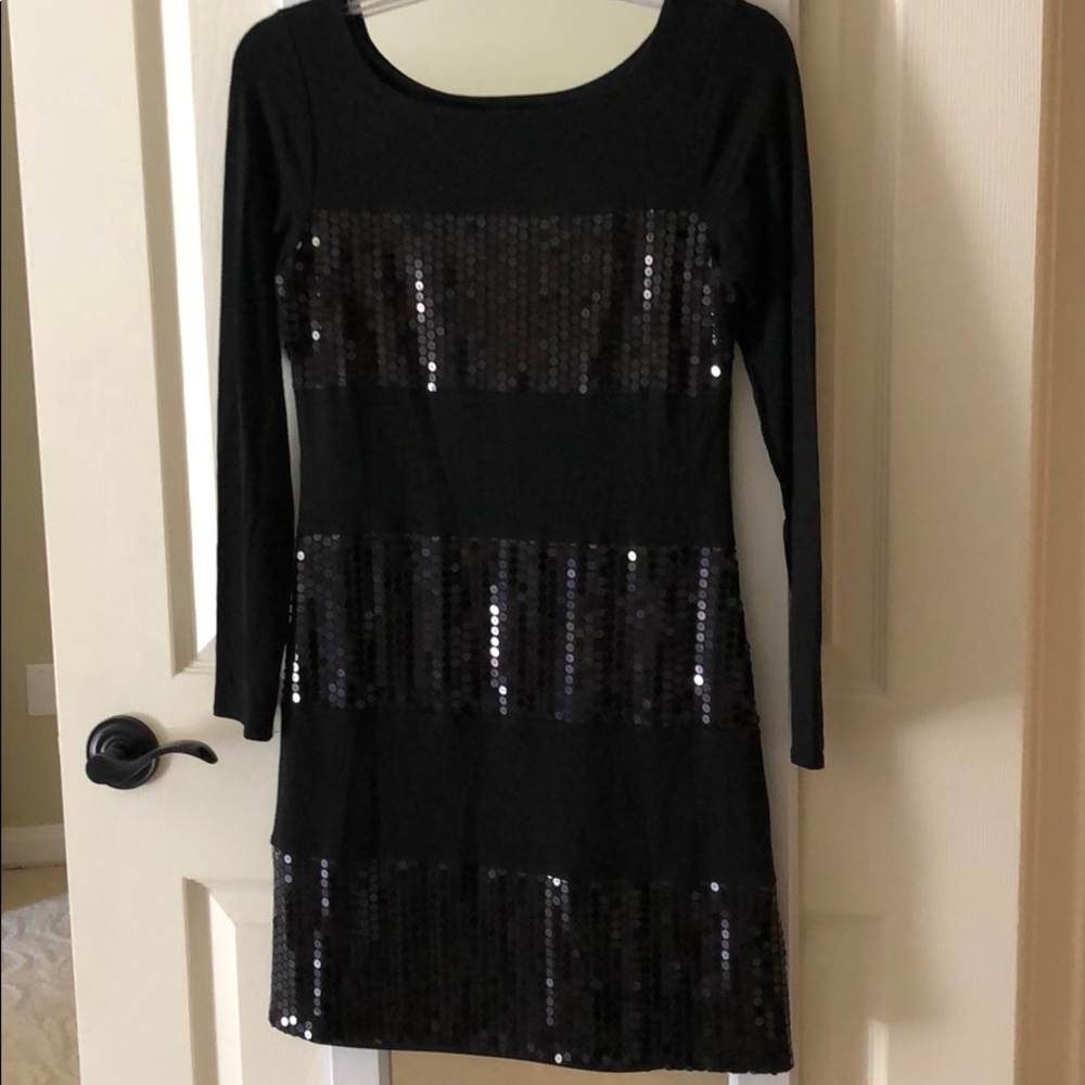 Bailey 44 sequined long sleeve black dress